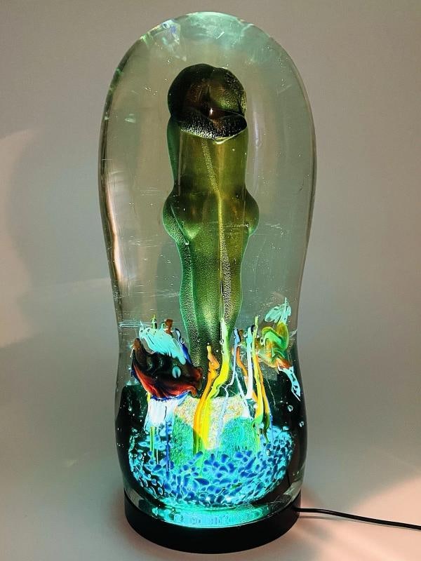 Massive Murano Aquarium Sculpture Elio Raffaeli Lovers Submerged 40lbs Stunning - 3