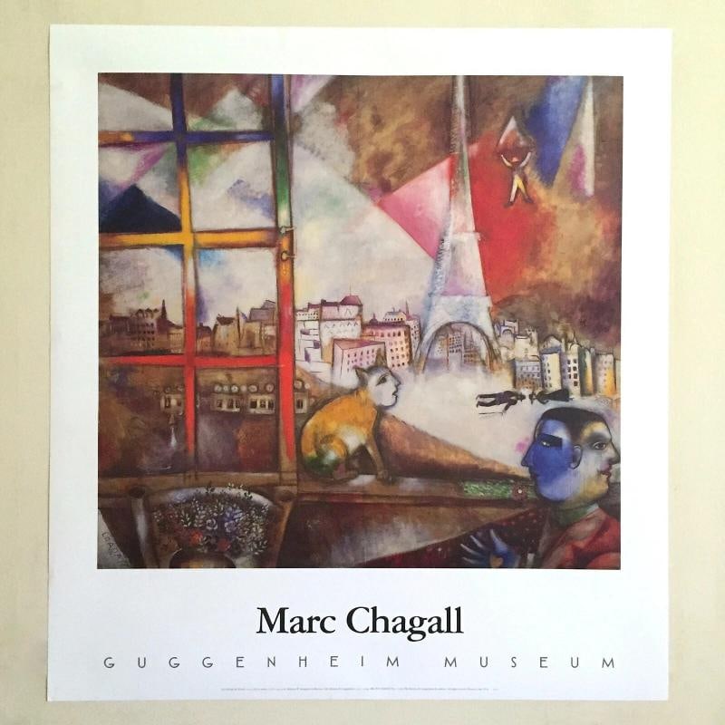 MARC CHAGALL RARE 1995 LITHO PRINT MUSEUM POSTER "PARIS THROUGH THE WINDOW" 1913 (1 of 12)