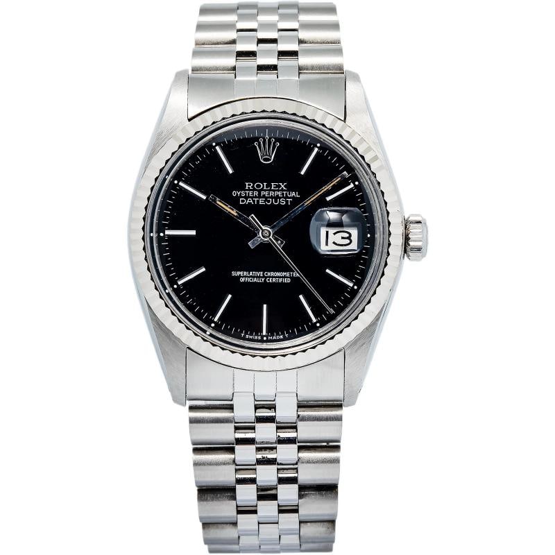 Rolex Datejust 16014 Stainless Steel Jubilee Black Index Dial Auto Men's 36mm: Condition: Pre-owned - Good: This item has been gently used but is in good condition. It might have a few signs of wear, like light scratches or tarnishing.and: Rolex,Movement: Automatic,WARRANTY: 1 Y