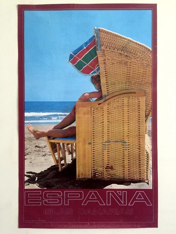 CANARY ISLANDS RARE MID CENTURY 1960'S AUTHENTIC VINTAGE SPAIN TRAVEL POSTER: MEASURES 14 3/4" W X 23 2/2" H. Condition: Used,Country of Origin: Spain,Features: RARE OUT OF PRINT,Width (Inches): 14 3/4",Listed By: Dealer or Reseller,Subject: Travel,Size: Medium (up to 36in.),He