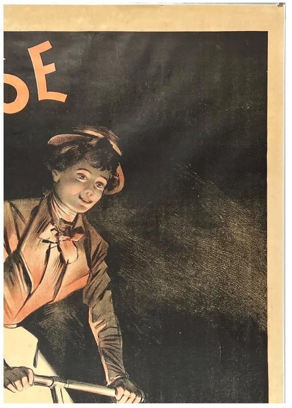 Original Vintage Poster MARQUE DIAMANT Art Nouveau French Cycling Cycles LINEN - 3