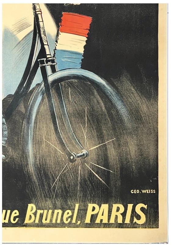 Original Vintage Poster MARQUE DIAMANT Art Nouveau French Cycling Cycles LINEN - 5