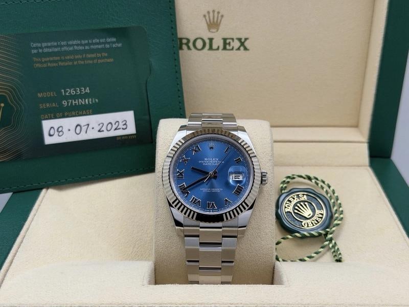 Rolex Datejust 41 126334 41mm Blue Azzurro Dial 18K White Gold Steel Box Paper (1 of 9)