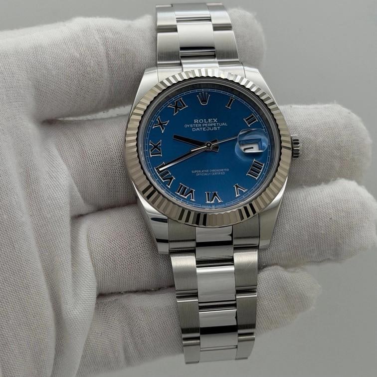 Rolex Datejust 41 126334 41mm Blue Azzurro Dial 18K White Gold Steel Box Paper - 3