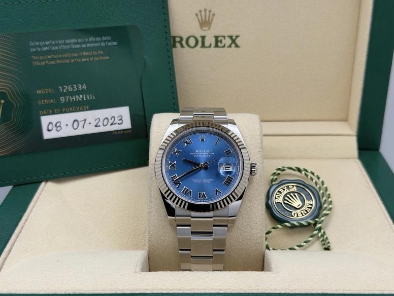 Rolex Datejust 41 126334 41mm Blue Azzurro Dial 18K White Gold Steel Box Paper - 9