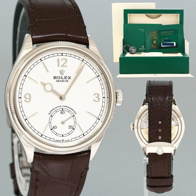 NEW 2024 PAPERS Rolex 1908 White Gold Silver Dial Leather Perpetual 52509 Watch: Condition: Pre-owned - Excellent,Brand: Rolex,Department: Men,Type: Wristwatch,Country of Origin: Switzerland Low Estimate: 40000.00High Estimate: 50000.00