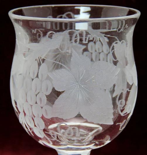 Antique c1870 10 American Cut Frosted Hand Blown Grape Cordial Glasses - 3