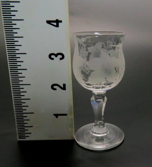 Antique c1870 10 American Cut Frosted Hand Blown Grape Cordial Glasses - 4