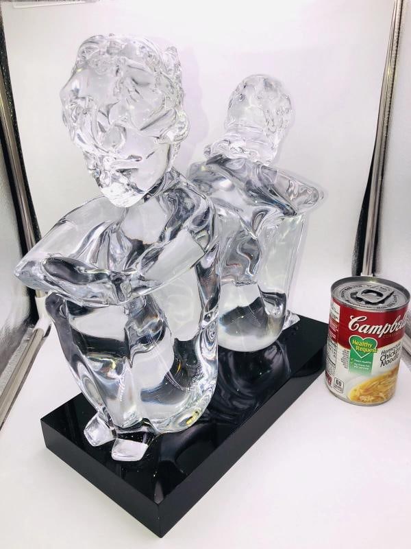EXCELLENT MURANO ITALIAN ART GLASS BY LOREDANO ROSIN SIGNED BOY/ GIRL SCULPTURE - 2