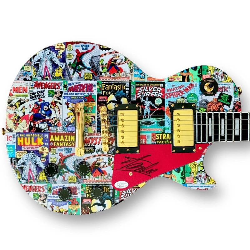 Stan Lee Signed Guitar Custom Graphics JSA COA Famous 1st Appearances (1 of 2)