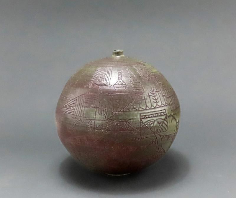 Unique Bud Vase David Holleman Modernist Cubist Figures Ceramic Pottery c1970 (1 of 4)