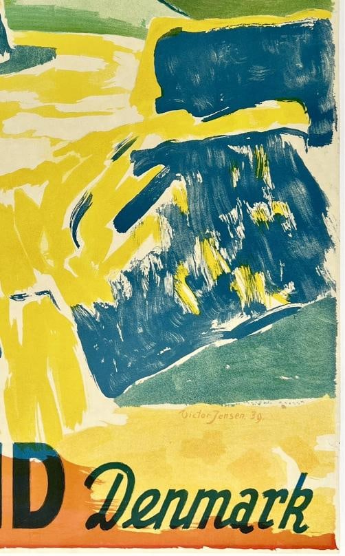 Original Vintage Poster JUTLAND DENMARK Danish Travel Tourism Danemark '39 LINEN - 5