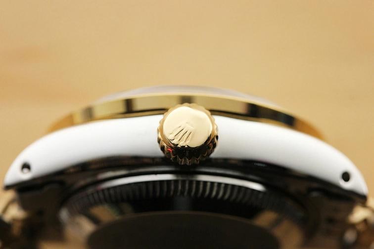 ROLEX LADIES DATEJUST 18K YELLOW GOLD DIAMOND SAPPHIRE STEEL BLUE DIAL WATCH - 7