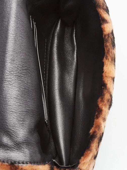 Fendi Tan/Black Shearling Macro FF 1974 Diagonal Mini Baguette Crossbody Bag ... - 10