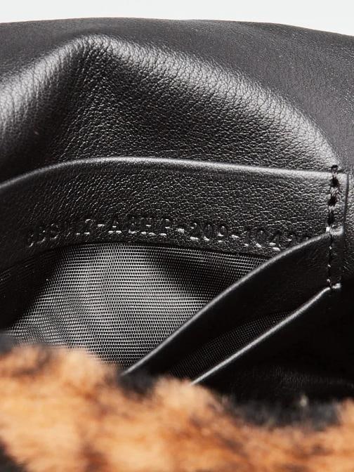 Fendi Tan/Black Shearling Macro FF 1974 Diagonal Mini Baguette Crossbody Bag ... - 11