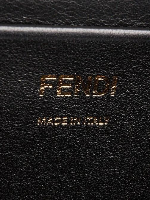 Fendi Tan/Black Shearling Macro FF 1974 Diagonal Mini Baguette Crossbody Bag ... - 9