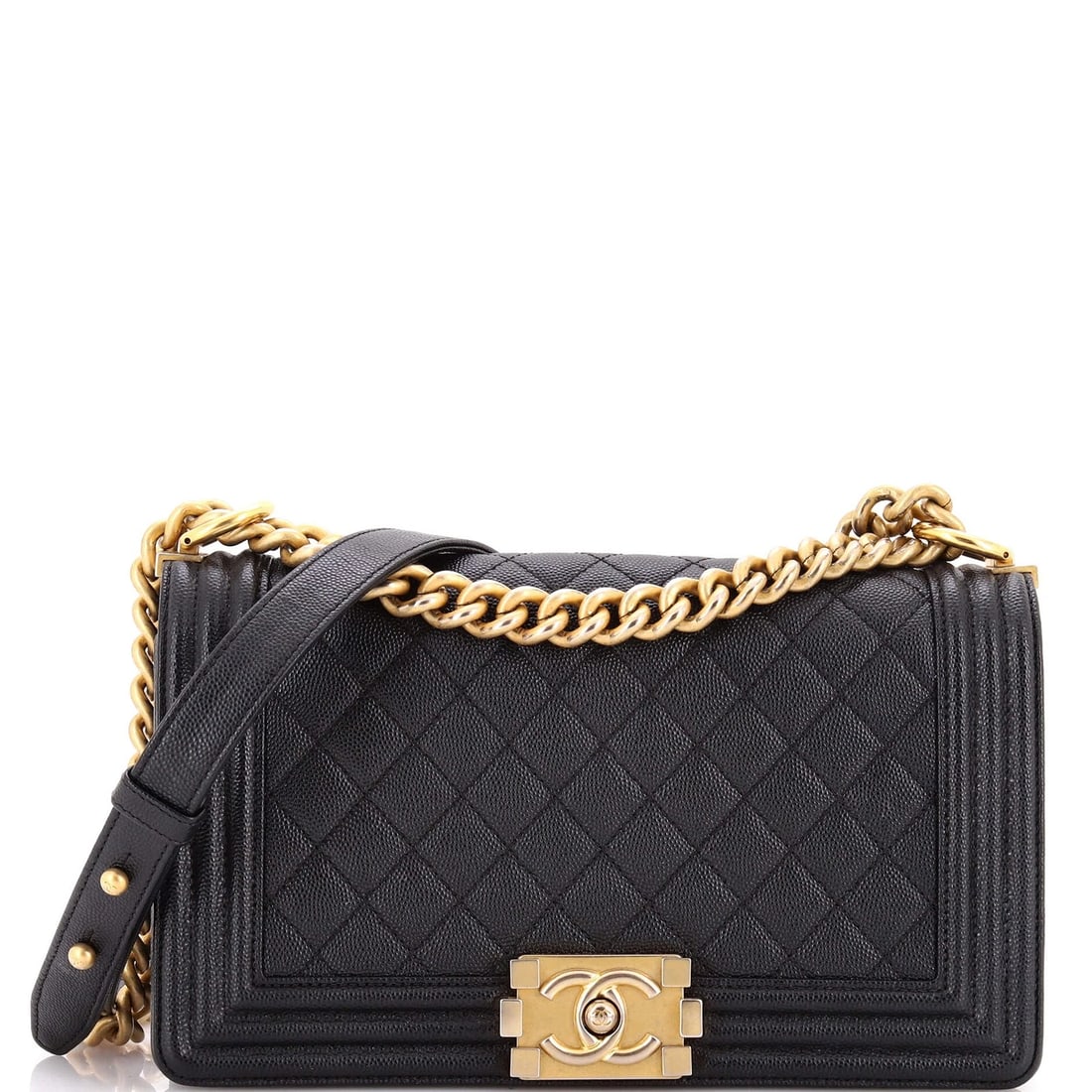 Chanel Boy Flap Bag Quilted Caviar Old Medium (1 of 8)