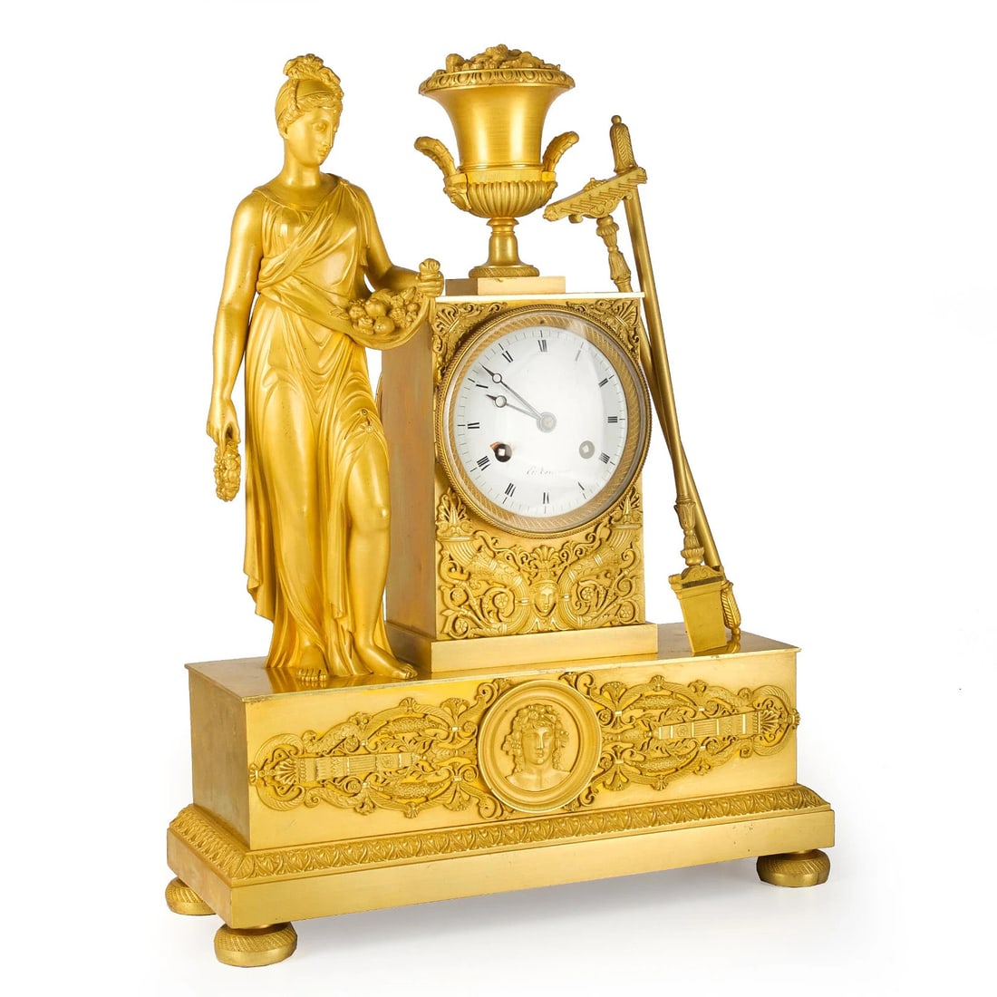 French Antique Bronze Ormolu Mantel Clock~(17 1/4" H x 5" D x 13" W) (1 of 20)