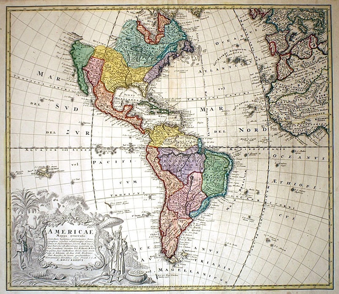 Original Antique Map of the Western Hemisphere ~ Homann Heirs~ (18.25" x 21") (1 of 6)