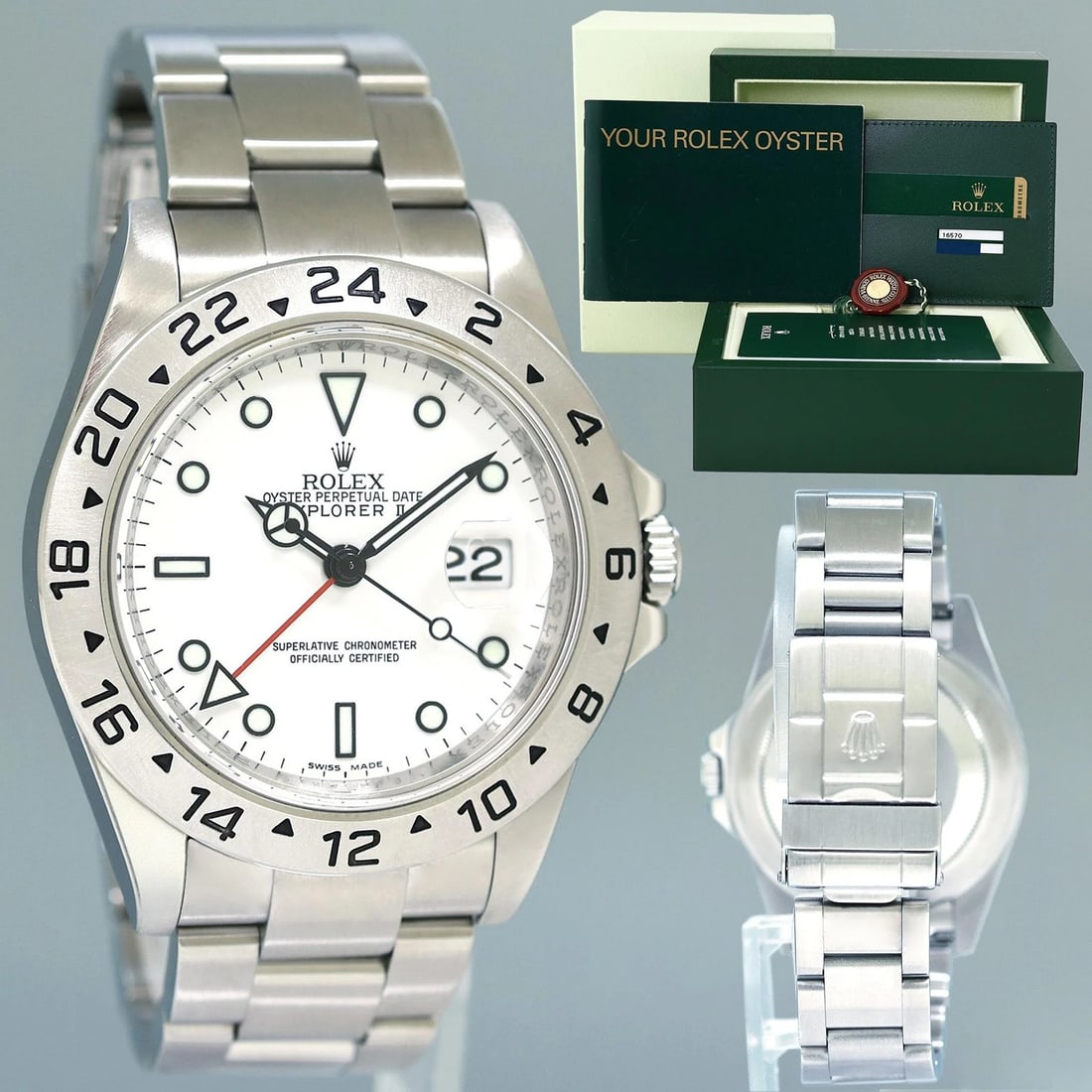 MINT 2011 PAPERS Rolex Explorer II 16570 Polar White Steel 40mm 3186 Watch Box (1 of 6)