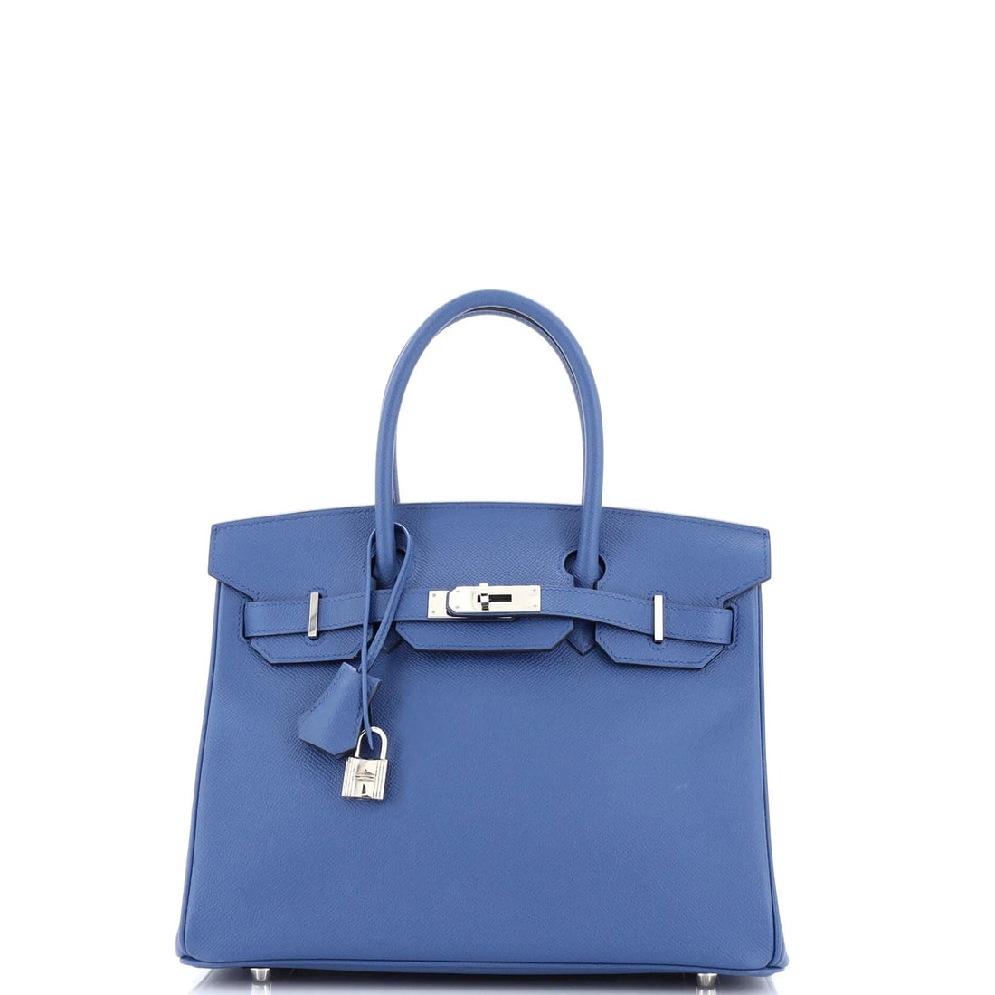 Hermes Birkin Handbag Blue Epsom with Palladium Hardware 30: Condition: Pre-owned - Excellent,Brand: Hermes,Exterior Material: Leather,Style: Top Handle,Exterior Color: Blue,Department: Women,Size: 30,Accessories: Keys, Dust Bag, Lock, ClochetteCondition: Great