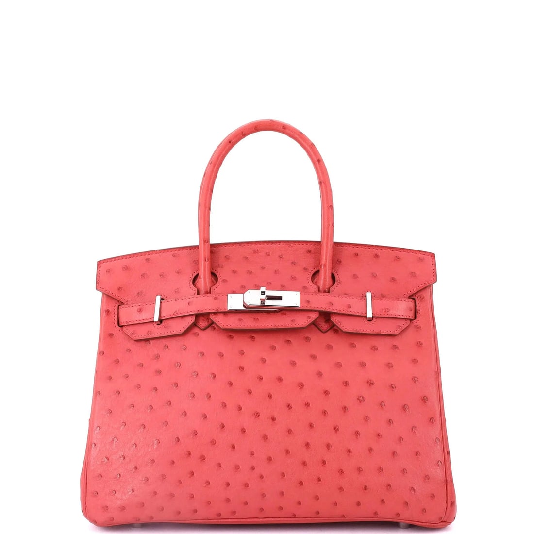 Hermes Birkin Handbag Pink Ostrich with Palladium Hardware 30: Condition: Pre-owned - Good,Brand: Hermes,Exterior Material: Ostrich, Exotic,Style: Totes,Exterior Color: Pink,Department: Women,Size: 30,Accessories: Dust BagCondition: Very good. Exterior: corner we