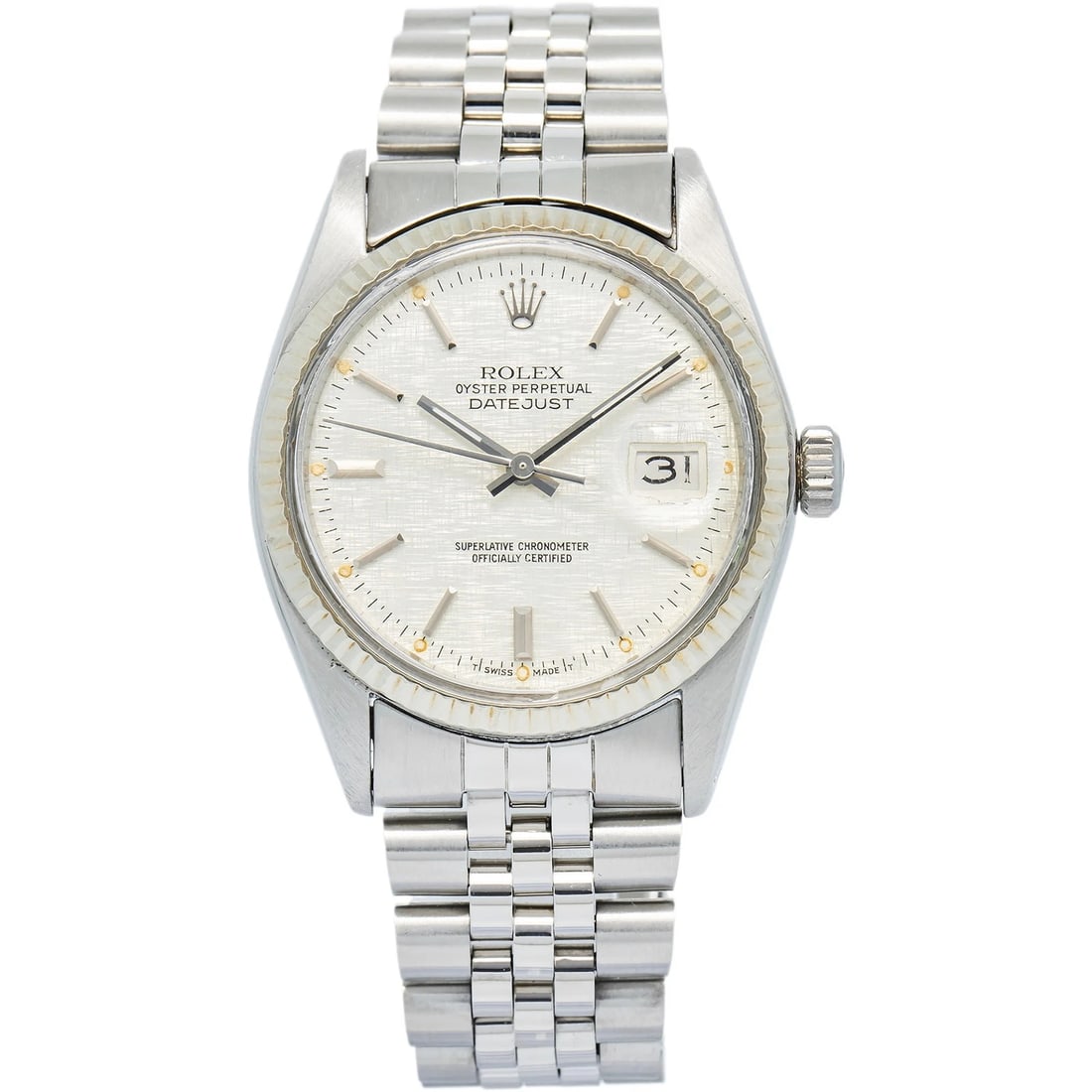 Rolex Datejust 16014 Auto Stainless Steel Silver Linen Dial Men's Watch 36mm (1 of 6)