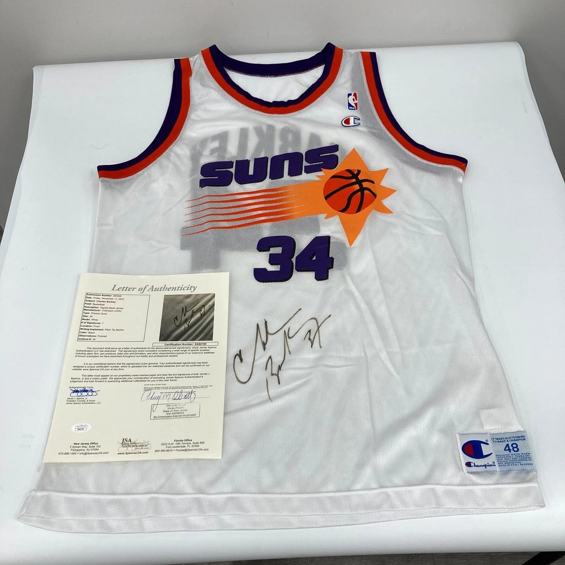 Charles Barkley Signed 1990's Authentic Phoenix Suns Champion Jersey JSA COA (1 of 2)