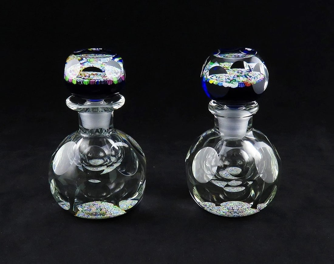 Spectacular Pair of Perthshire Paperweight Perfume Cologne Inkwell Bottles (1 of 9)