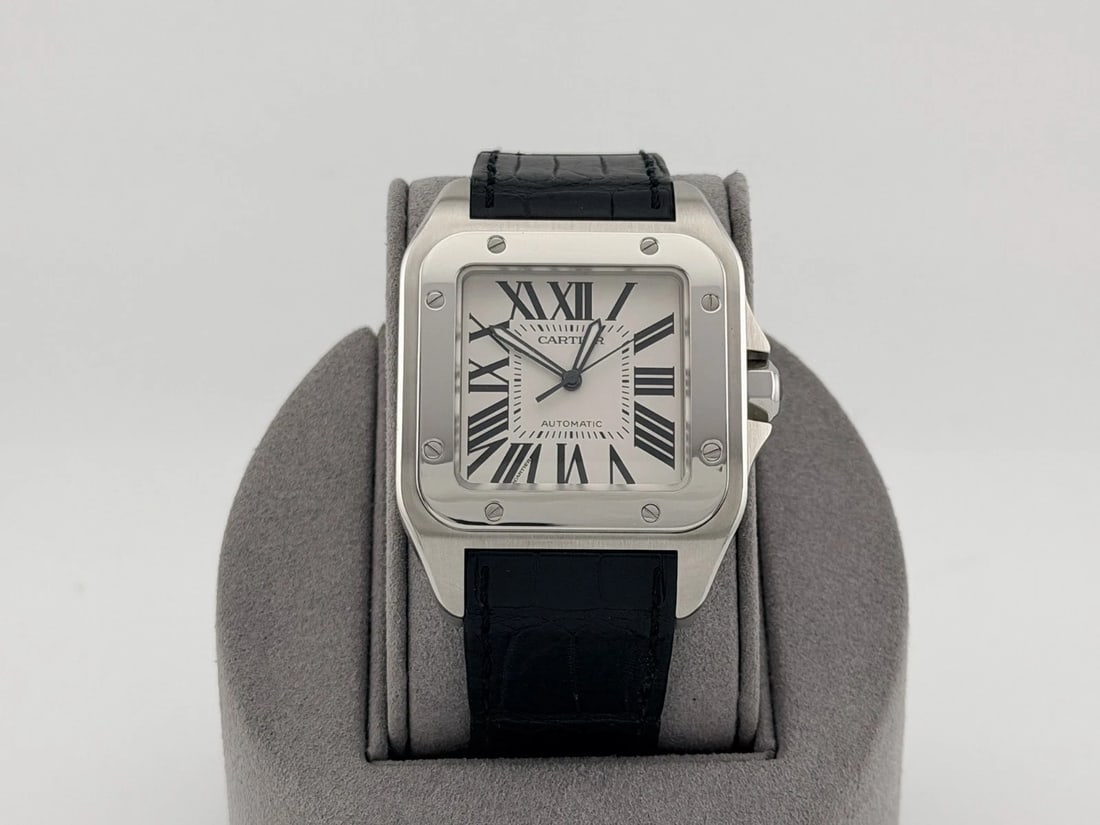 Cartier Santos 100 XL 2656 White Dial Stainless Steel Leather Strap (1 of 6)