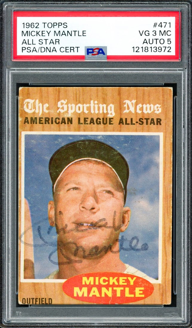 Mickey Mantle Signed 1962 Topps Card 471 New York Yankees PSA 3 Auto 5 PSA/DNA (1 of 2)