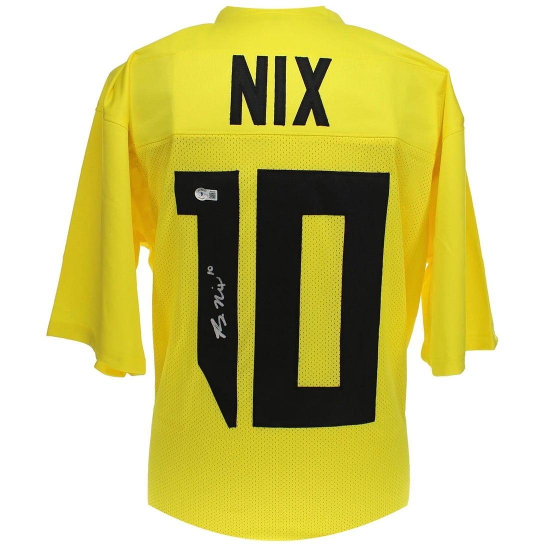 Bo Nix Autographed Oregon Ducks Yellow Alternate Jersey BAS COA Signed Broncos: Original/Reprint: Original,Autograph Authentication: Beckett Authentication Services (BAS),Product: Jersey,Team: Oregon Ducks,Sport: Football,Signed: Yes