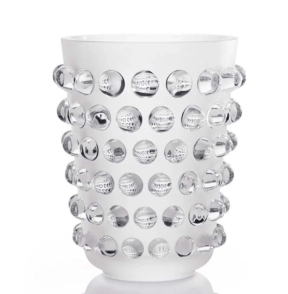 lalique Style Crystal Mossi Clear VaseH8?? Maker Unknown Art Glass Vase Heavy (1 of 10)