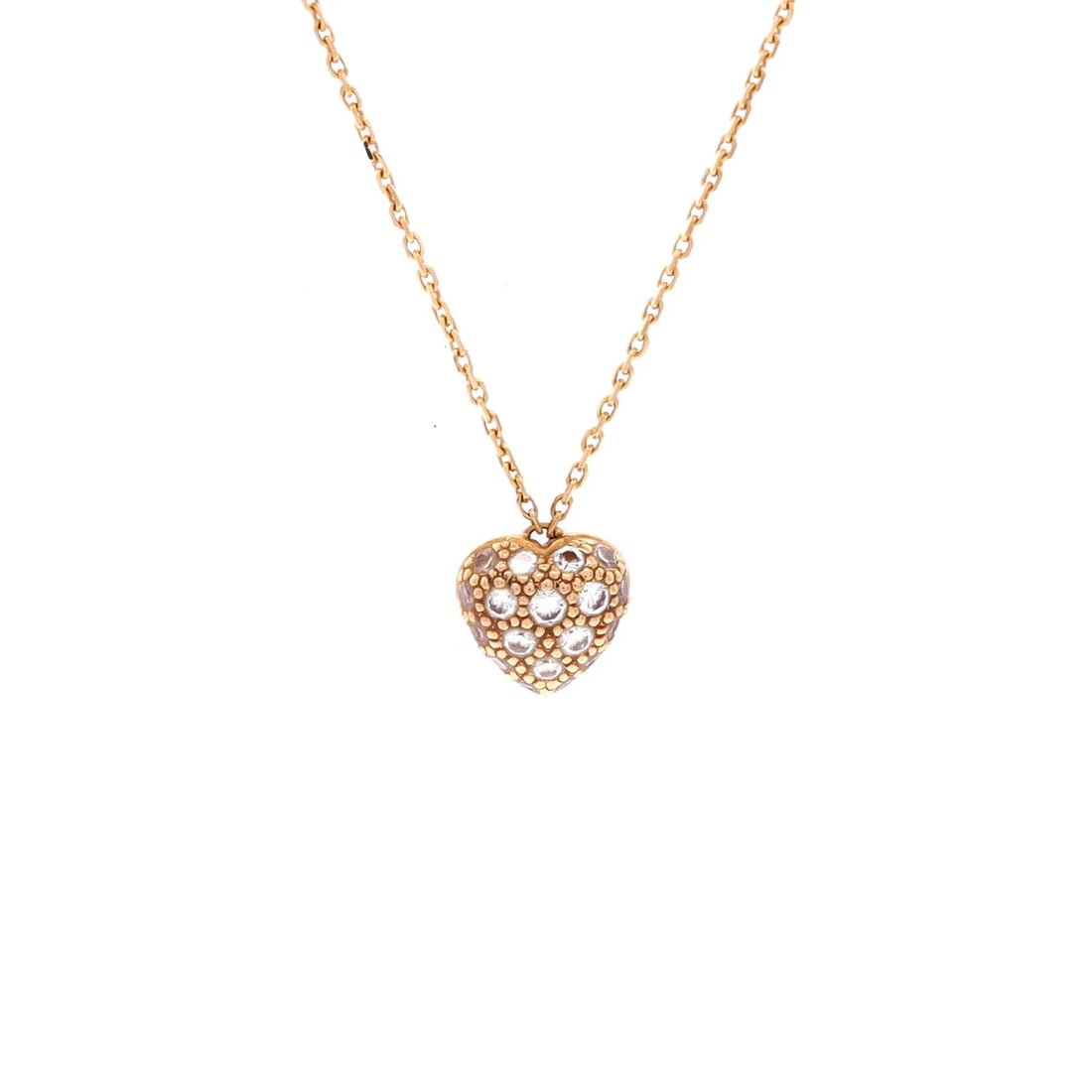 Cartier Heart Pendant Necklace 18K Rose Gold and Diamonds: Condition: Pre-owned - Good,Brand: Cartier,Main Stone: Diamond,Metal: 18K Rose Gold,Metal Purity: 18K,Style: Pendant,Type: Necklace,Color: Rose Gold,Material: 18K Rose Gold, DiamondEstimated Retail