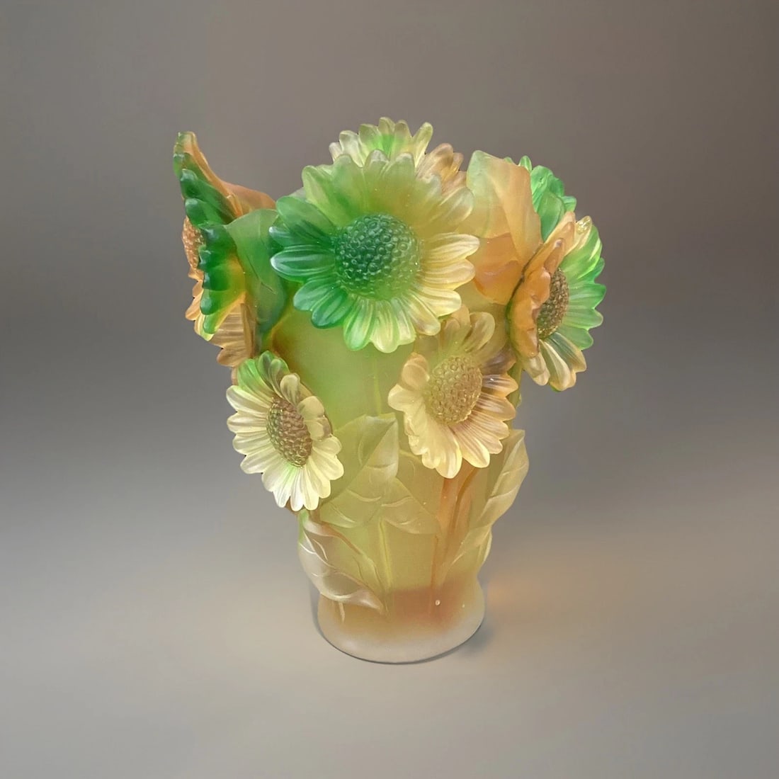 Xl H10?? Nancy Daum Style Multi Color Sunflower Vase Heavy Art Glass Unique (1 of 8)