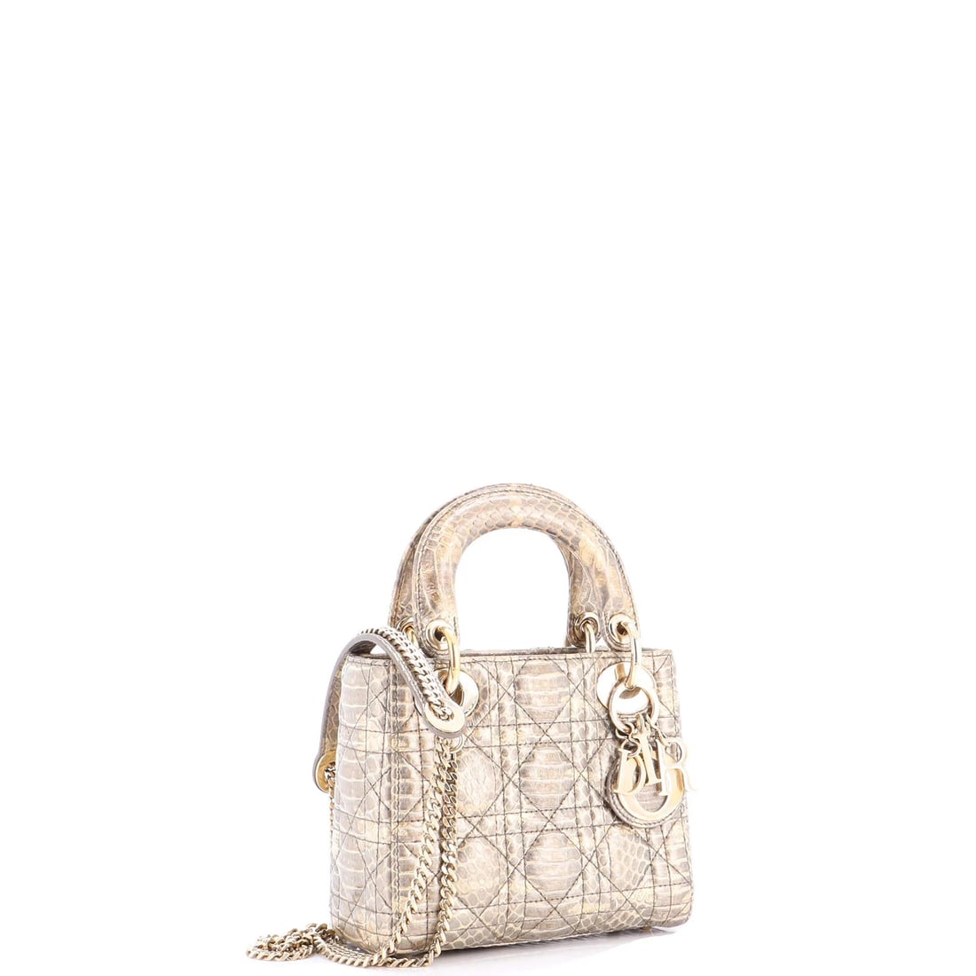 Christian Dior Lady Dior Chain Bag Cannage Quilt Python Mini - 2