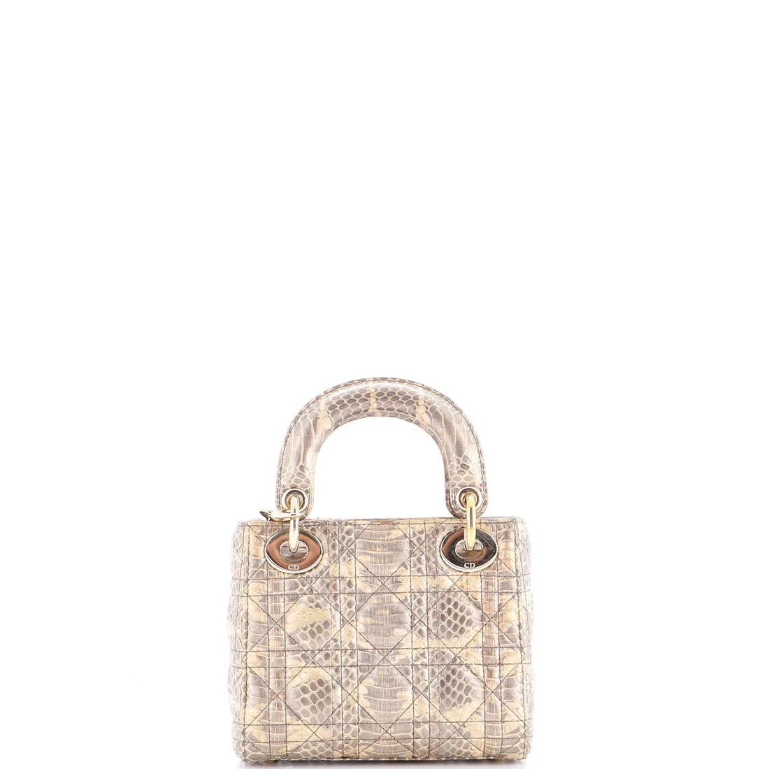 Christian Dior Lady Dior Chain Bag Cannage Quilt Python Mini - 3