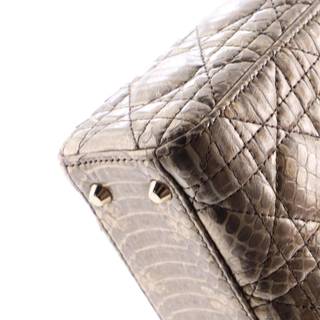 Christian Dior Lady Dior Chain Bag Cannage Quilt Python Mini - 6