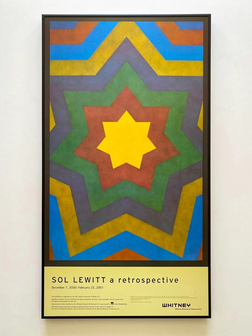 SOL LEWITT RARE VTG LITHOGRAPH PRINT FRAMED EXHIBIT POSTER "7 POINTED STAR" 1996 (1 of 12)