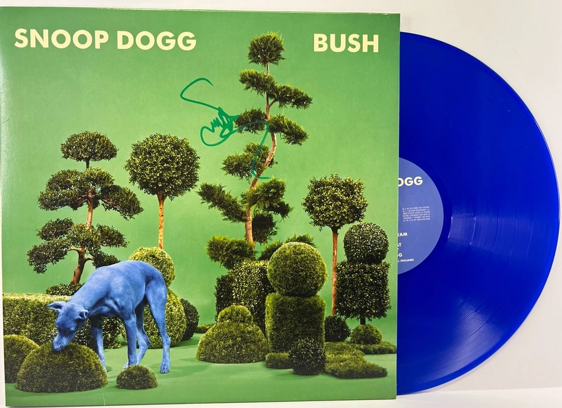 SNOOP DOGG Signed Autograph Blue Vinyl Album Cover "Bush" Green Autograph JSA: Industry: Music,Signed: Yes,Autograph Authentication: James Spence (JSA),Original/Reproduction: Original