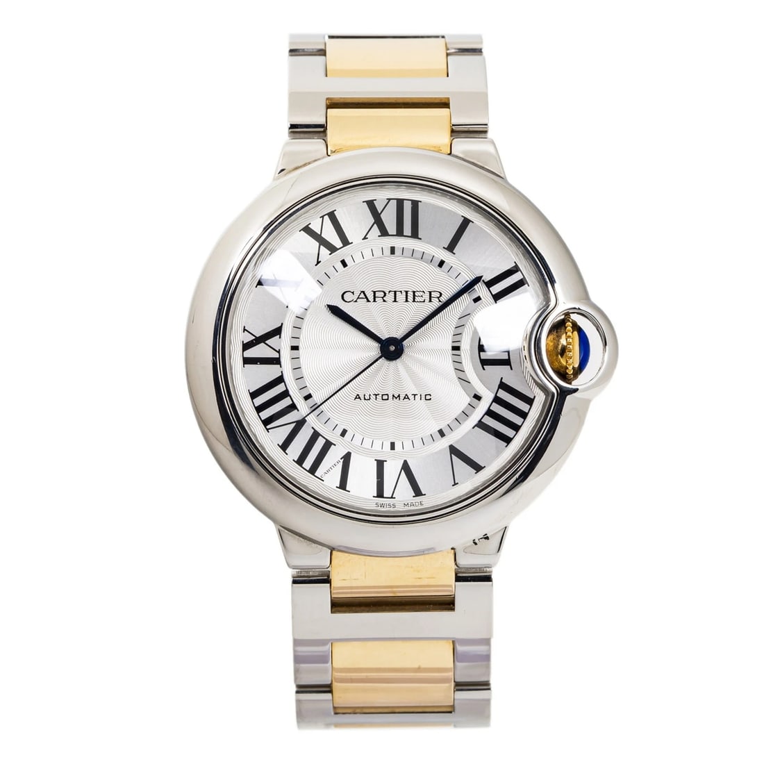 Cartier Ballon Bleu 3284 W6920047 18k Yellow Gold TwoTone Auto Unisex Watch 36mm: Case Size36mmWrist Fit6.5inchesBoxnoPapersnoCondition — Used - Like NewFull SpecificationsBrandCartierCustomizedNoSerial #328419xxxxxxGenderUnisexBand Material18k Yellow Gold/Stainless SteelBand