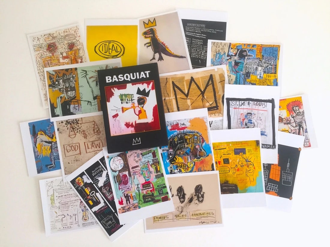 JEAN MICHEL BASQUIAT RARE POP ART POSTCARDS BOXED SET OF 25 - NEW MINT: Artist: Jean-Michel Basquiat,Unit of Sale: Multi-Piece Work,Art: Print,Size: Mini (up to 6in.),Color: Multi-Color,Date of Creation: 2000-Now,Material: Lithograph,Original/Licensed Reprint: