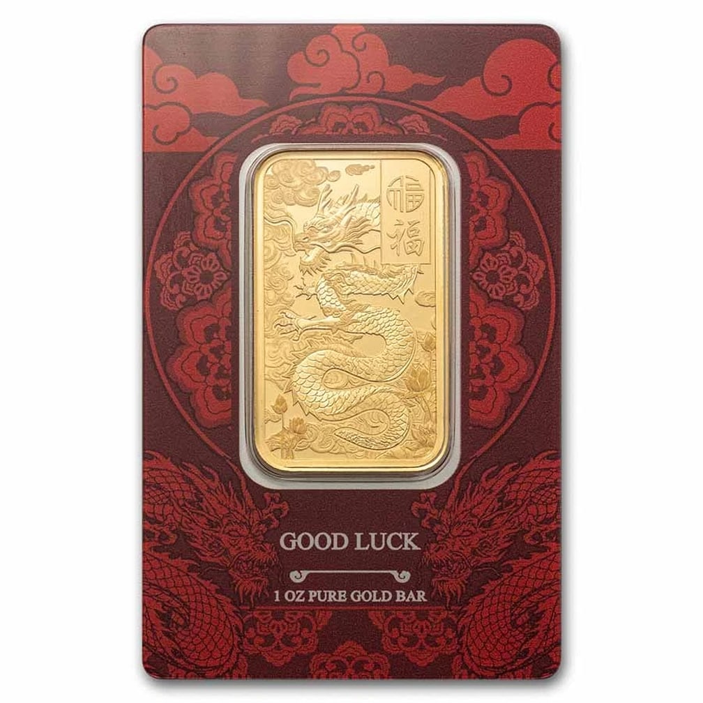 2025 1 oz Gold Bar – PAMP Good Luck Yellow Dragon (Assay) (1 of 5)