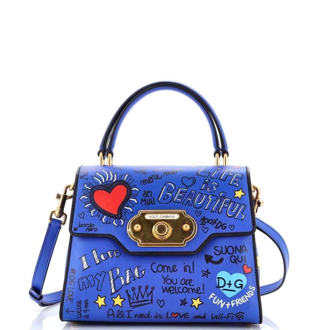 Dolce & Gabbana Welcome Top Handle Bag Printed Leather Small (1 of 6)