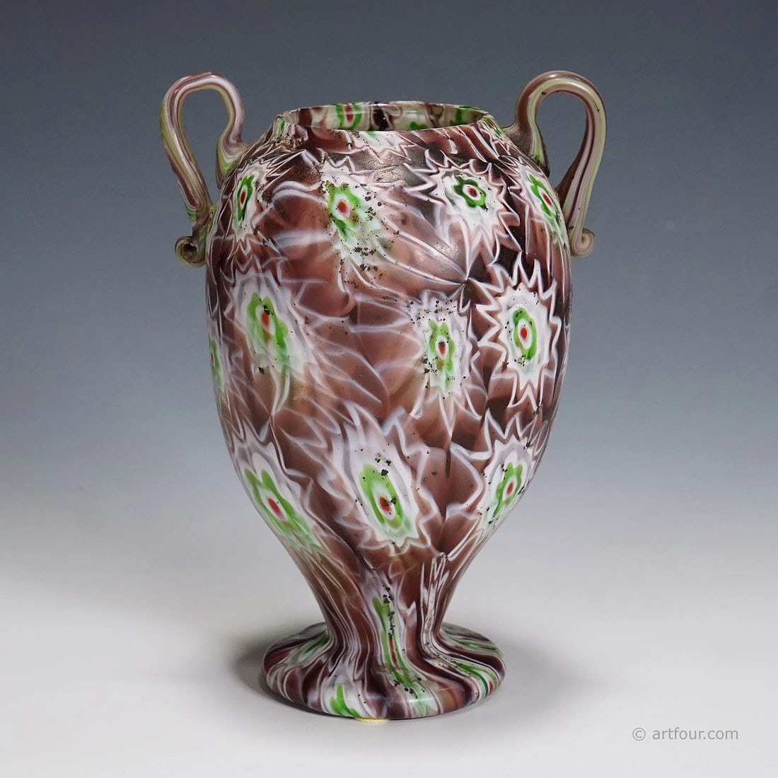 Antique Millefiori Vase in Purple, Green and White, Fratelli Toso Murano 1910 (1 of 7)