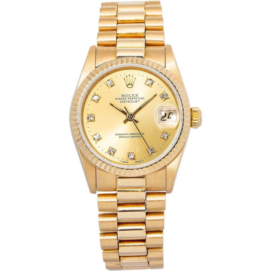 Rolex Datejust 68278 18K Yellow President Factory Diamond Champagne Dial 31mm (1 of 6)