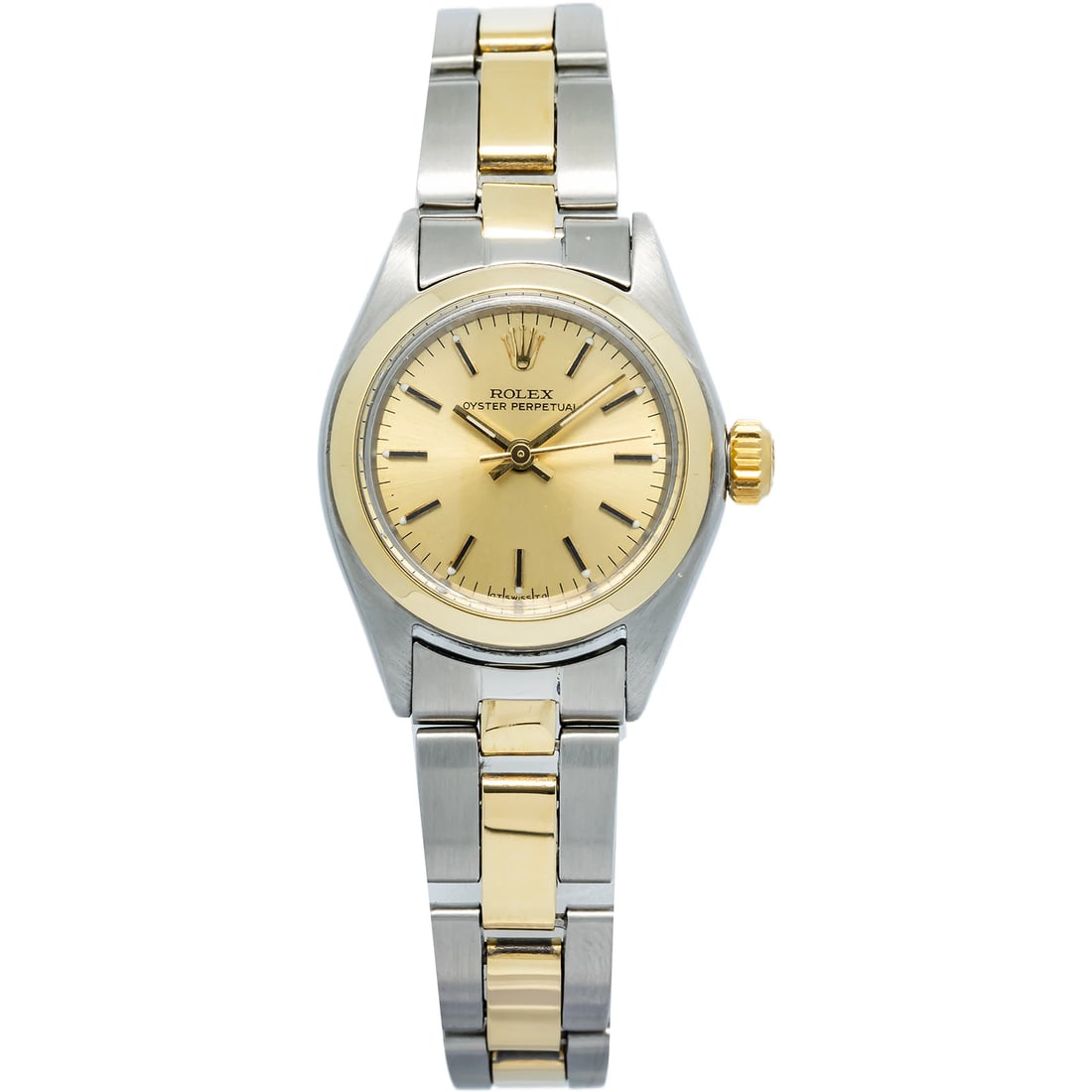 Rolex Oyster Perpetual 6718 Auto 18K Two Tone Champagne Dial Lady's Watch 25mm (1 of 6)