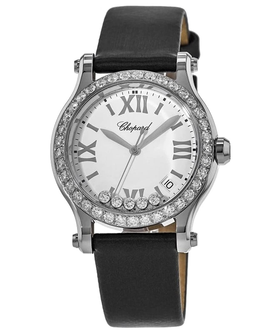 New Chopard Happy Sport Medium 36mm Quartz Floating Women's 278582-3001S-CD: CaseCase MaterialStainless SteelCase DescriptionPolished Stainless SteelCase FinishPolishedCase ShapeUniqueCase Diameter36.00mmCase Thickness10.46mmCase BackSolidBezelFixed. Custom. Diamond SetCrystal