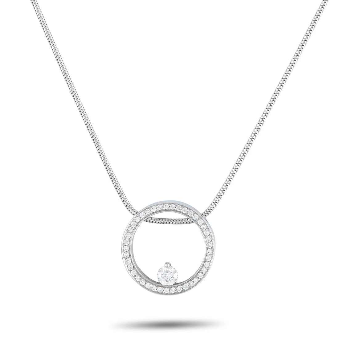 Movado 18K White Gold 0.50ct Diamond Pendant Necklace MV02-080825: Condition: Pre-owned - Good: This item has been gently used but is in good condition. It might have a few signs of wear, like light scratches or tarnishing. All imperfections should be shown and descr
