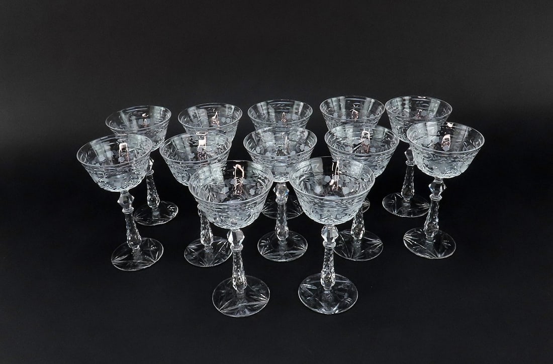 12 Fabulous American Cut Glass 2oz Cordial Wine Glasses c1920 Frosted Flowers: Condition: Used: An item that has been used previously. The item may have some signs of cosmetic wear, but is fully operational and functions as intended. This item may be a floor model or store retur